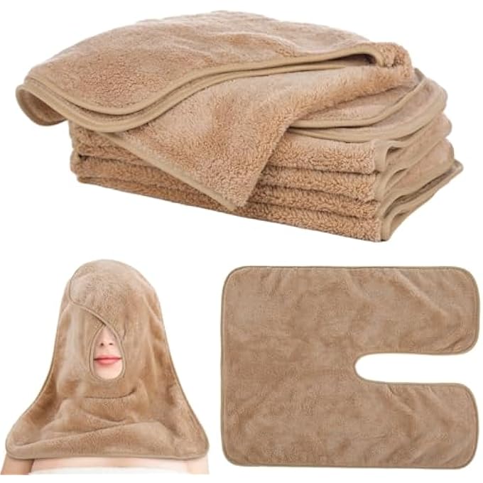 KASTWAVE U-SHAPED FACIAL TOWELS, SPLIT DESIGN, SOFT ESTHETICIAN TOWEL, FACIAL STEM MASSAGE CLEANSING TOWEL, CORAL FLEECE FACE CLOTH FOR BEAUTY SALONS, SKIN CARE, SPA CENTERS (6 PCS) - Image 1